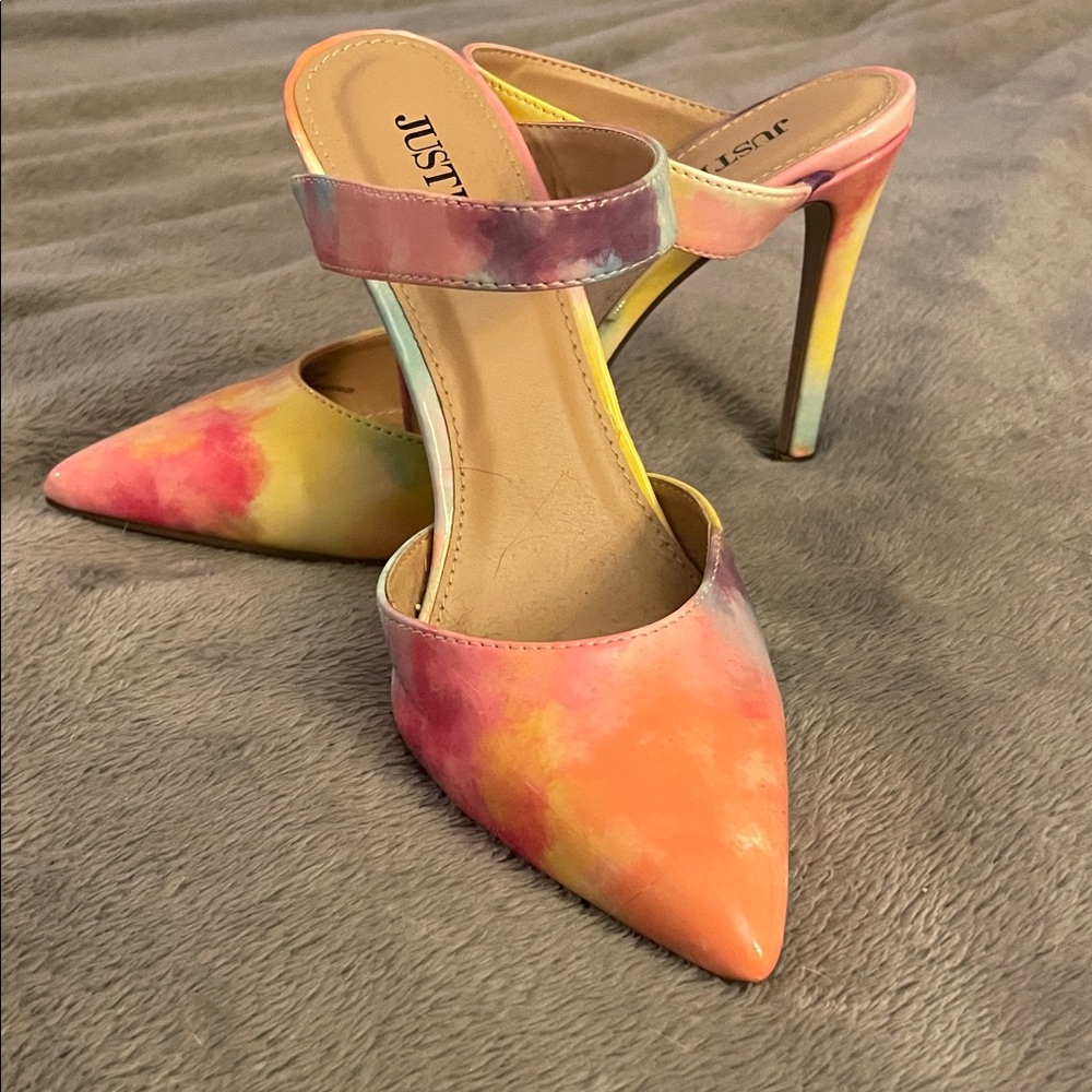 JustFab Women's Colorful Tie-Dye Heels